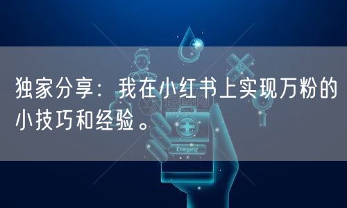 独家分享：我在小红书上实现万粉的小技巧和经验。