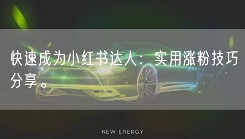 快速成为小红书达人：实用涨粉技巧分享。