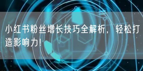 小红书粉丝增长技巧全解析，轻松打造影响力！
