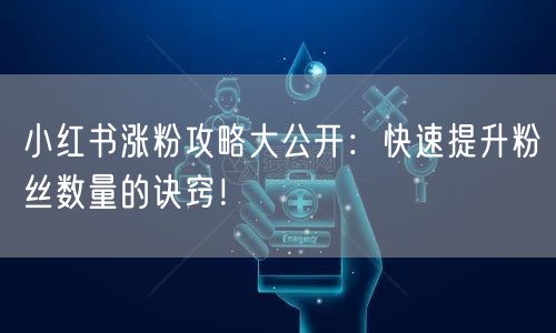 小红书涨粉攻略大公开：快速提升粉丝数量的诀窍！