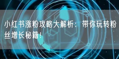 小红书涨粉攻略大解析：带你玩转粉丝增长秘籍！