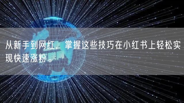 从新手到网红，掌握这些技巧在小红书上轻松实现快速涨粉。