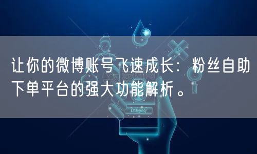 让你的微博账号飞速成长：粉丝自助下单平台的强大功能解析。