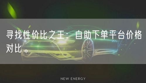 寻找性价比之王：自助下单平台价格对比。