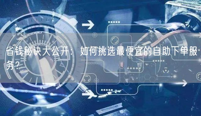 省钱秘诀大公开：如何挑选最便宜的自助下单服务？