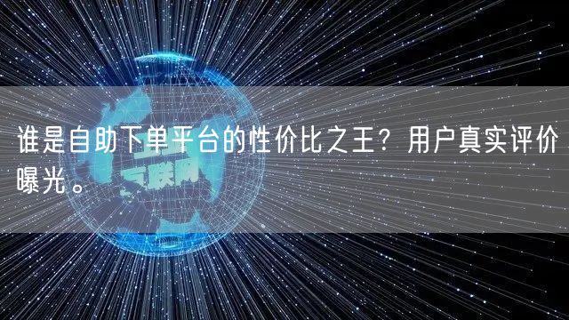 谁是自助下单平台的性价比之王？用户真实评价曝光。