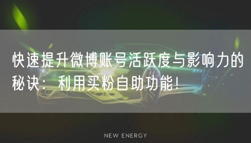 快速提升微博账号活跃度与影响力的秘诀：利用买粉自助功能！