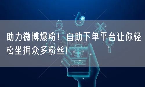 助力微博爆粉！自助下单平台让你轻松坐拥众多粉丝！
