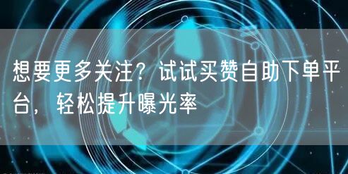 想要更多关注？试试买赞自助下单平台，轻松提升曝光率