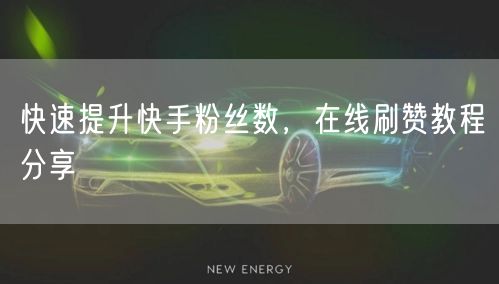 快速提升快手粉丝数，在线刷赞教程分享