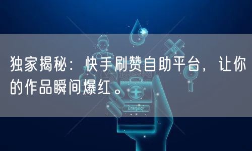 独家揭秘：快手刷赞自助平台，让你的作品瞬间爆红。