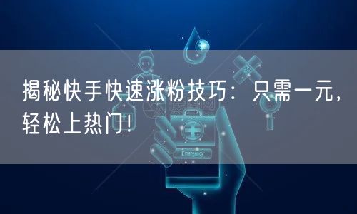 揭秘快手快速涨粉技巧：只需一元，轻松上热门！