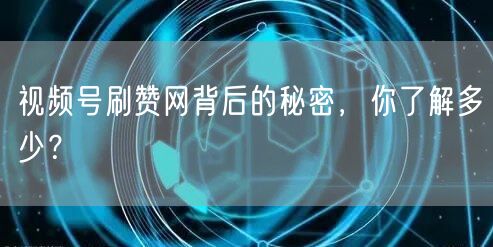 视频号刷赞网背后的秘密，你了解多少？