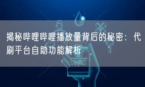 揭秘哔哩哔哩播放量背后的秘密：代刷平台自助功能解析