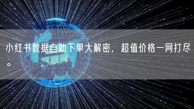 小红书数据自助下单大解密，超值价格一网打尽。
