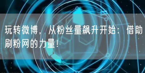 玩转微博，从粉丝量飙升开始：借助刷粉网的力量！