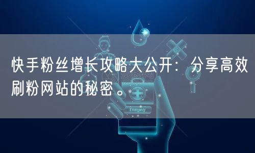 快手粉丝增长攻略大公开：分享高效刷粉网站的秘密。