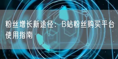 粉丝增长新途径：B站粉丝购买平台使用指南