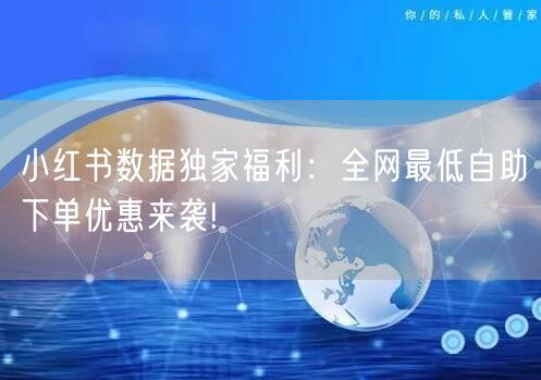小红书数据独家福利：全网最低自助下单优惠来袭!