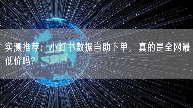 实测推荐：小红书数据自助下单，真的是全网最低价吗?