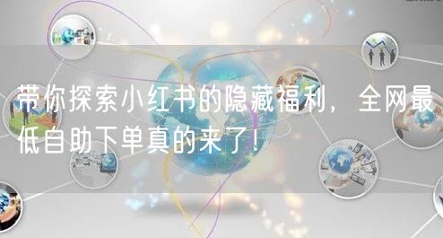 带你探索小红书的隐藏福利，全网最低自助下单真的来了！