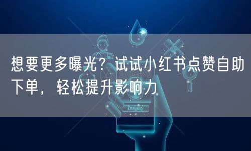 想要更多曝光？试试小红书点赞自助下单，轻松提升影响力