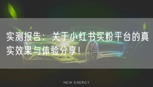 实测报告：关于小红书买粉平台的真实效果与体验分享！