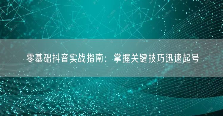 零基础抖音实战指南：掌握关键技巧迅速起号