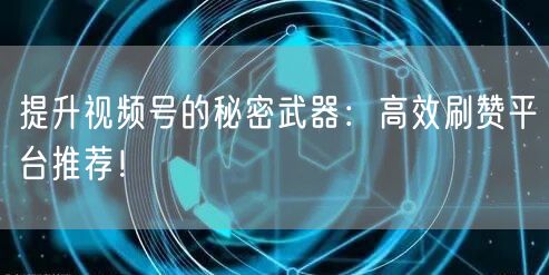 提升视频号的秘密武器：高效刷赞平台推荐！