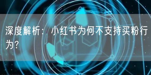 深度解析：小红书为何不支持买粉行为？