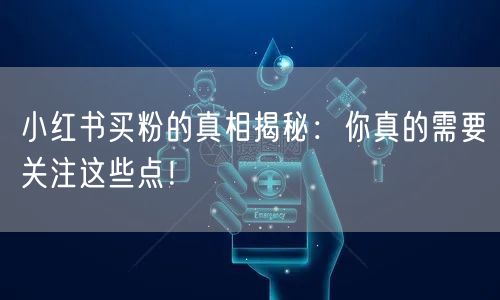 小红书买粉的真相揭秘：你真的需要关注这些点！